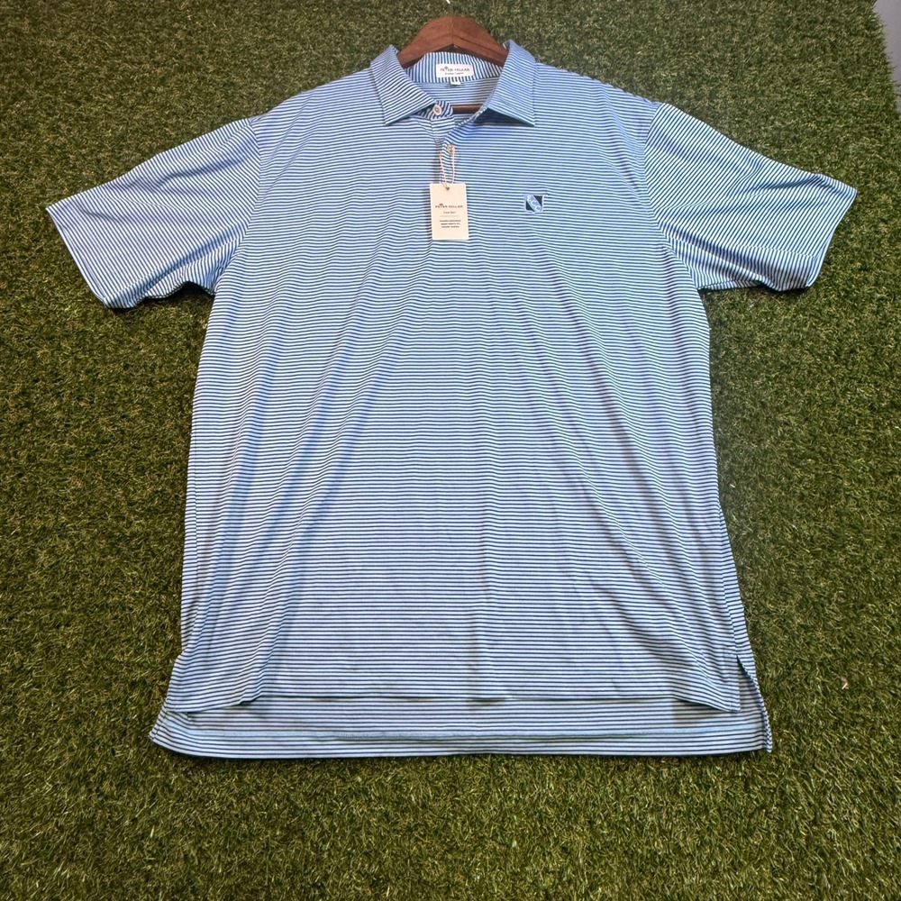 Peter Millar Summer Comfort Polo Shirt Mens XL Blue Striped Crown Sport MF21EK51